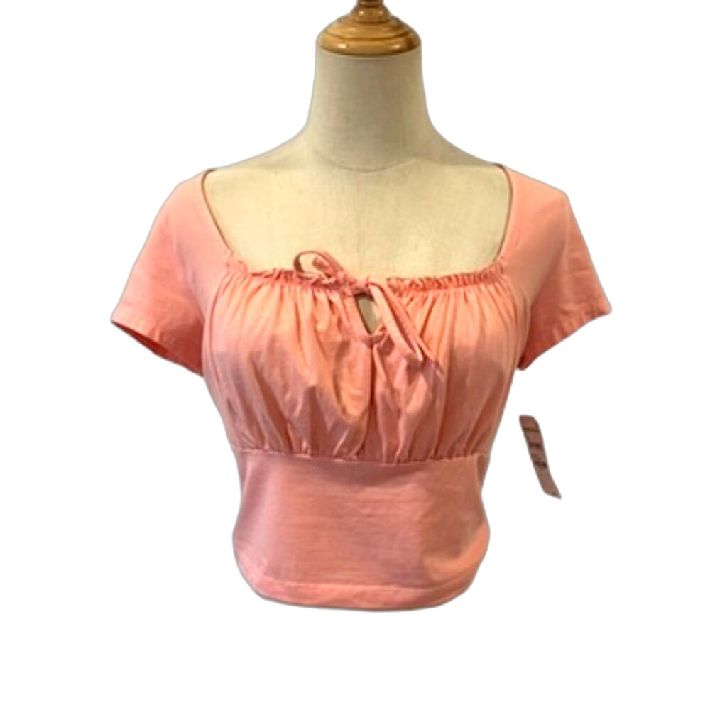 BP Nordstrom Pink Crop Toe Tie Front Short Sleeves NEW NWT Hydrangea Medium